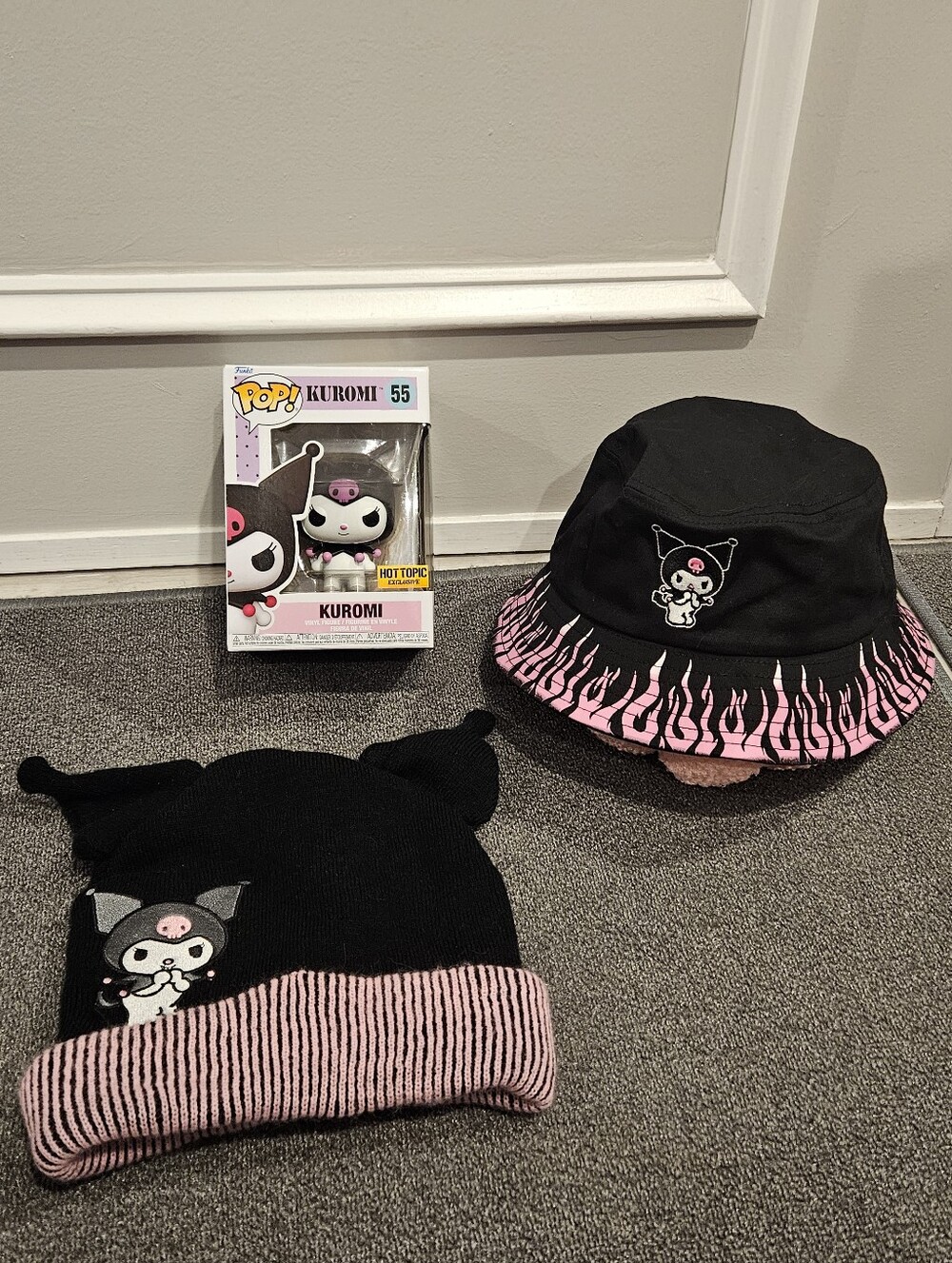 Funko Pop! Kuromi Vinyl Figure - Black, White, Pink, Kuromi Bucket And Knit Hat
